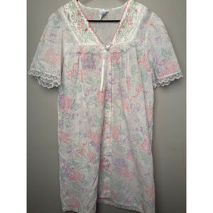 Women's Quiet Moments Nightgown White Floral Print Size Large